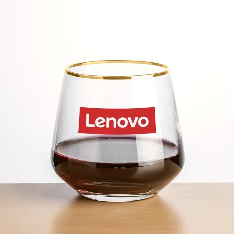 Tucson Stemless Wine Glass 11 oz - Gold Rim - Imprinted