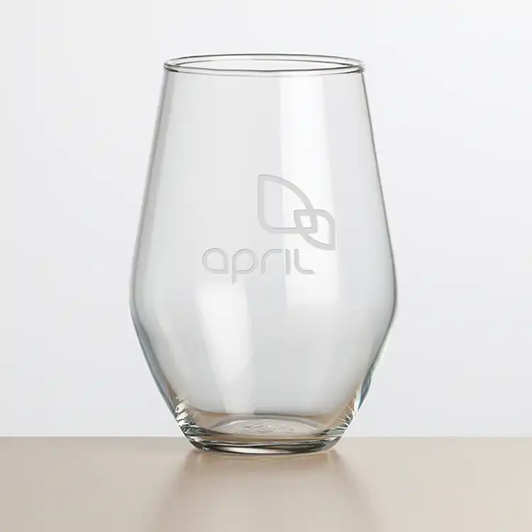 Vale Stemless Wine Glass 19 oz - Deep Etch