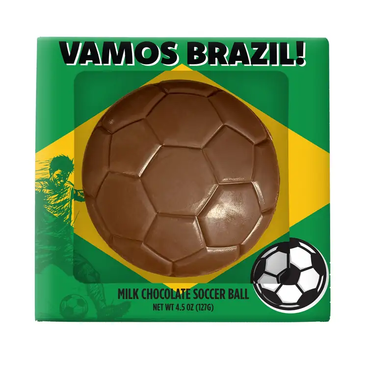 Boîte carrée à fenêtre avec chocolat sur le thème du soccer