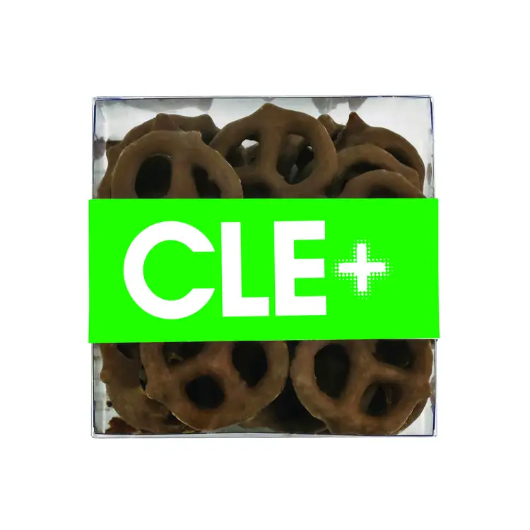 Square Acetate Box with Milk Chocolate Mini Pretzels