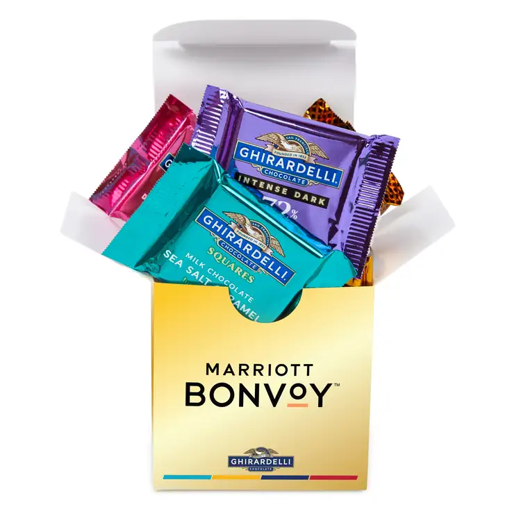 Boîte cube de six carrés de chocolat Ghirardelli #2