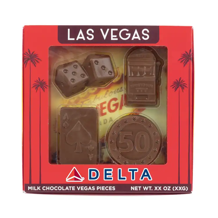 Coffret de chocolats moulés sur le thème de Las Vegas