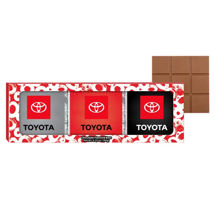 Coffret de trois tablettes carrées de chocolat