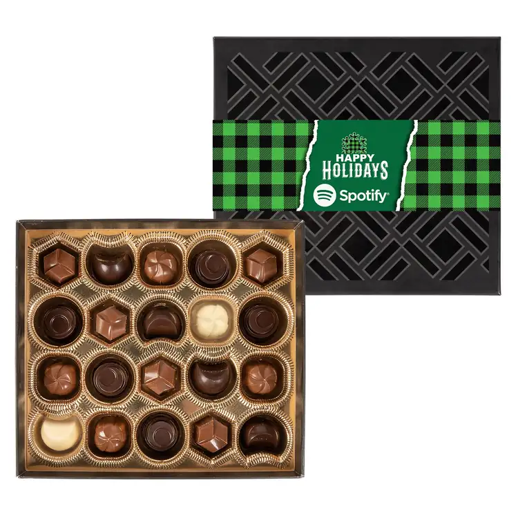 Coffret de vingt truffes avec bandeau multicolore