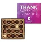Coffret de vingt truffes gourmandes avec couvercle multicolore