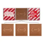 Coffret transparent de trois tablettes avec gravure individuelle