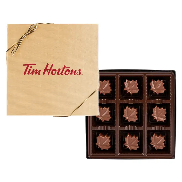 Grand coffret de feuilles d'érable en chocolat