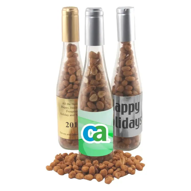 Large 11-inch Glass Gift Bottle with Honey-Roasted Peanuts