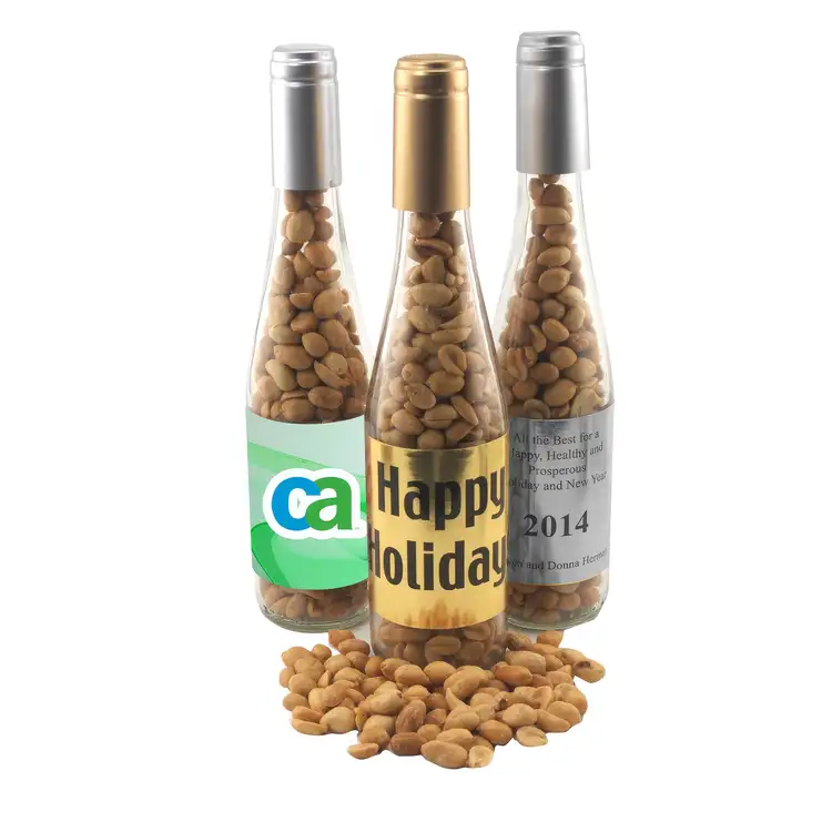 Large 11-inch Glass Gift Bottle with Peanuts