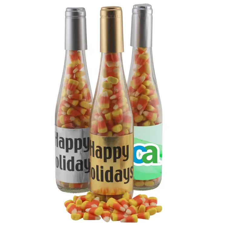 Large 11-inch Glass Gift Bottle with Candy Corn
