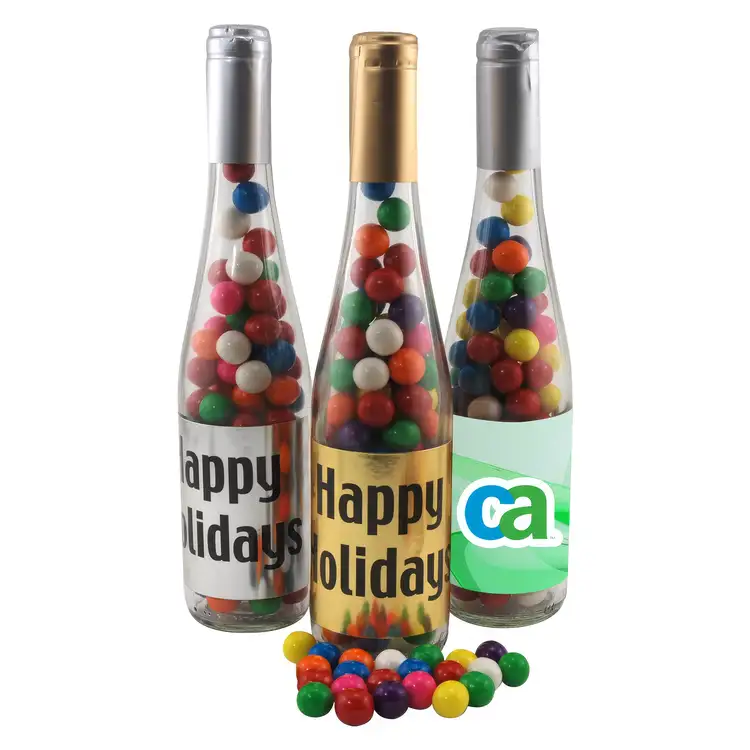 Grande bouteille cadeau en verre remplie de boules de gomme