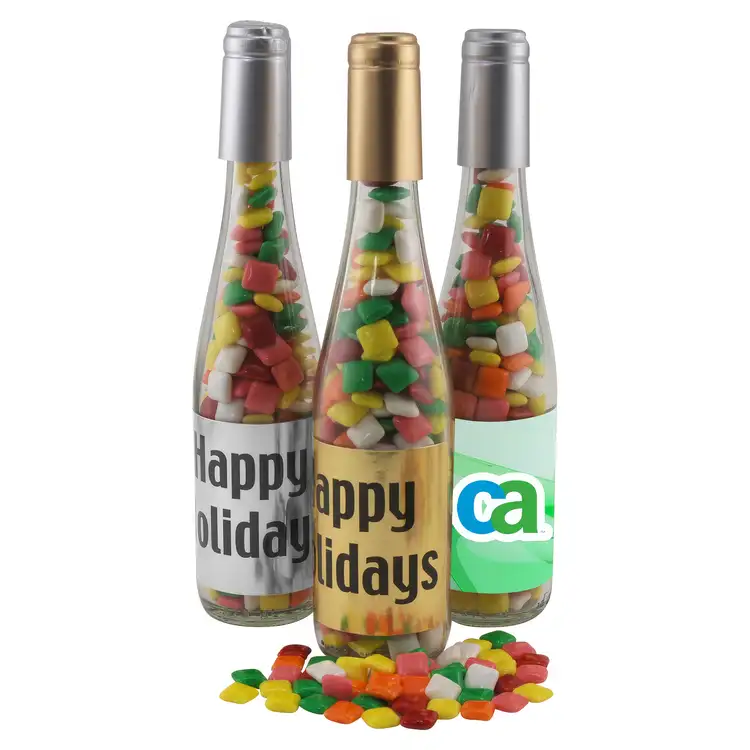 Grande bouteille cadeau en verre remplie de gommes Mini Chicklets