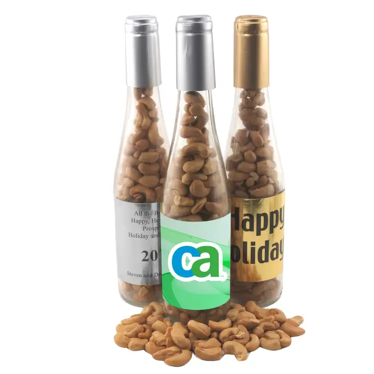 Large 11-inch Glass Gift Bottle with Pistachios