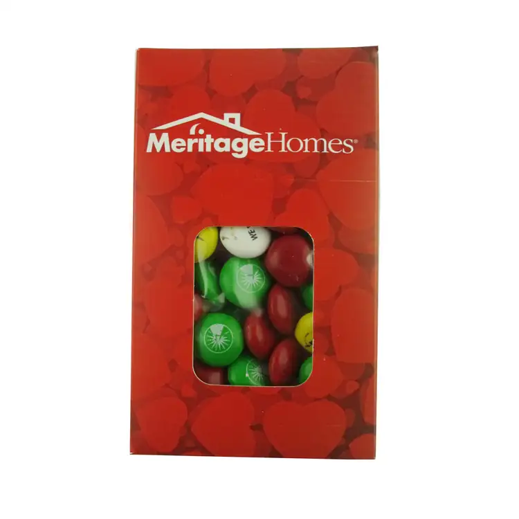 Petite boîte à fenêtre de boutons de chocolat imprimés