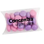 Petite boîte coussin transparente de boutons de chocolat