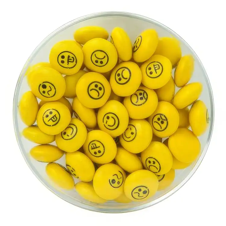 Petite boîte ronde en acrylique de boutons de chocolat Emojys #2