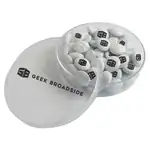 Petite boîte ronde en acrylique de boutons de chocolat imprimés
