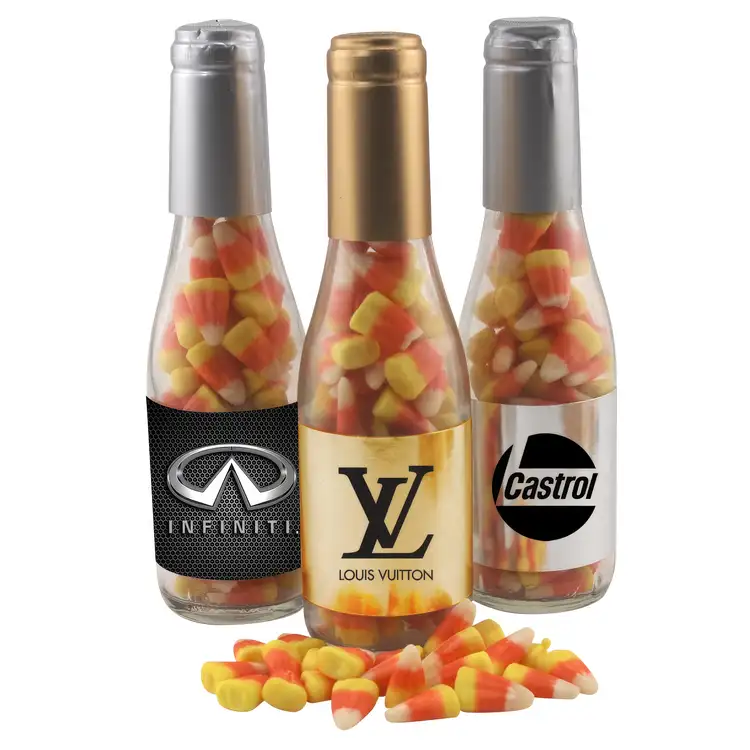 Small 8-inch Glass Gift Bottle with Candy Corn