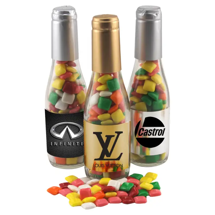 Small 8-inch Glass Gift Bottle with Mini Chicklets