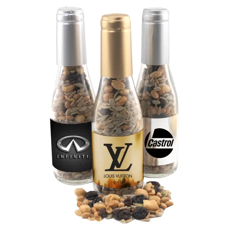 Small 8-inch Glass Gift Bottle with Trail Mix