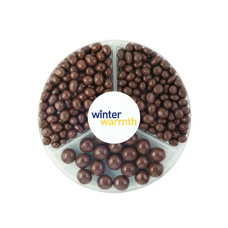 Plateau transparent à partager de trois assortiments chocolatés