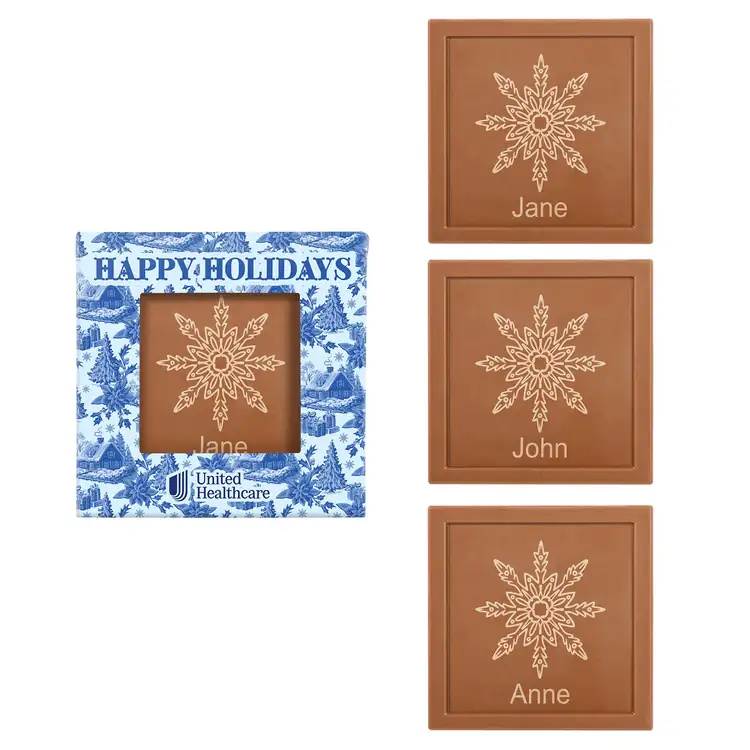 Tablette carrée de chocolat gravé avec personnalisation individuelle