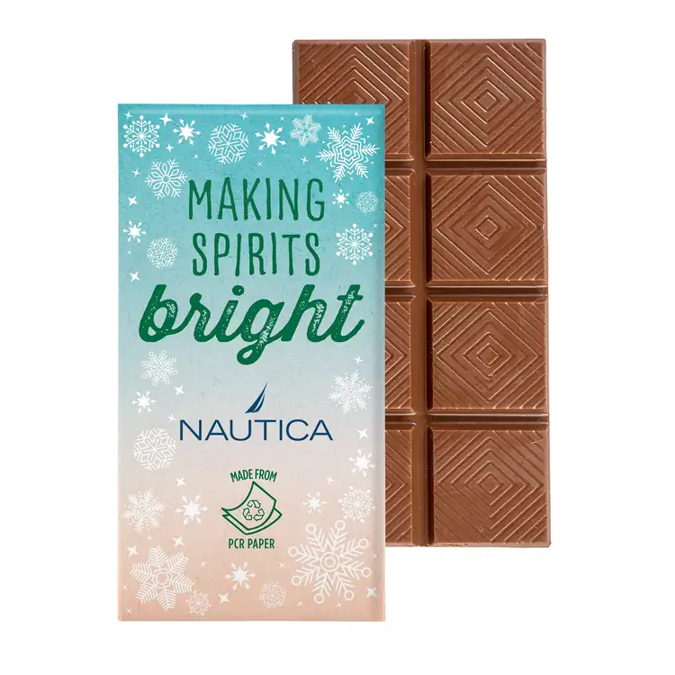 Tablette de chocolat de 3 oz avec fourreau en carton recyclé