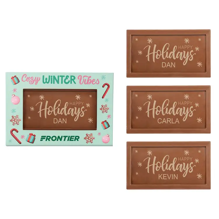 Personalized Rectangle Etched Milk Chocolate Bar- Window Box